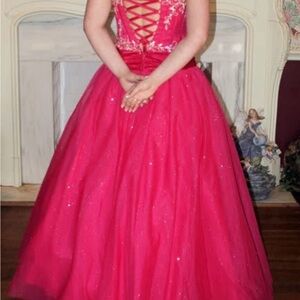 Stunning Pink Lace-Up Prom Dress